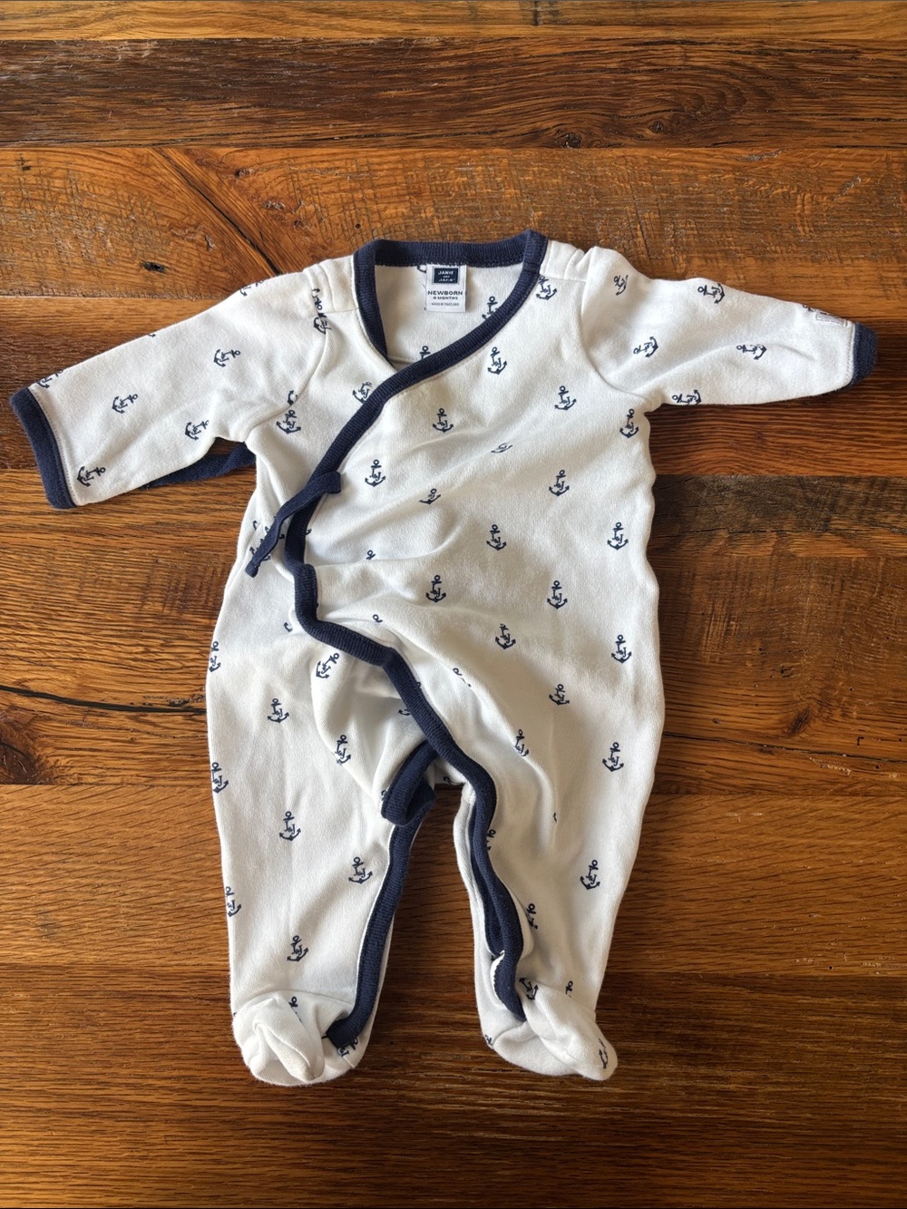 Janie and Jack newborn anchor onesie navy and white
